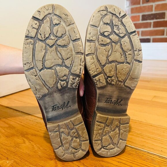 TaraM Womens Size 8 M Brown Leather Zip Laces Ankle Fashion Boots Bootie - Picture 12 of 16